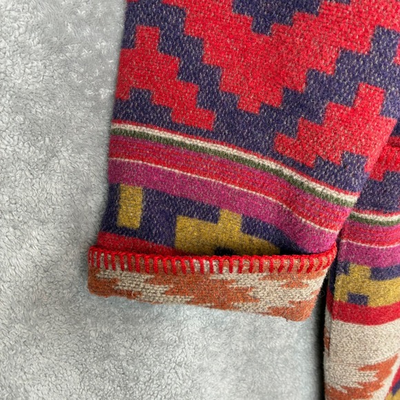 Vintage Circle T Blanket Coat Wool Blend Multi Southwestern Aztec Shawl Women S - Picture 4 of 12